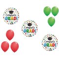 Loonballoon Graduation Grad Theme Balloon Set, 3x Standard Multi-Colored Grad Balloon and 6x Latex balloons 87266